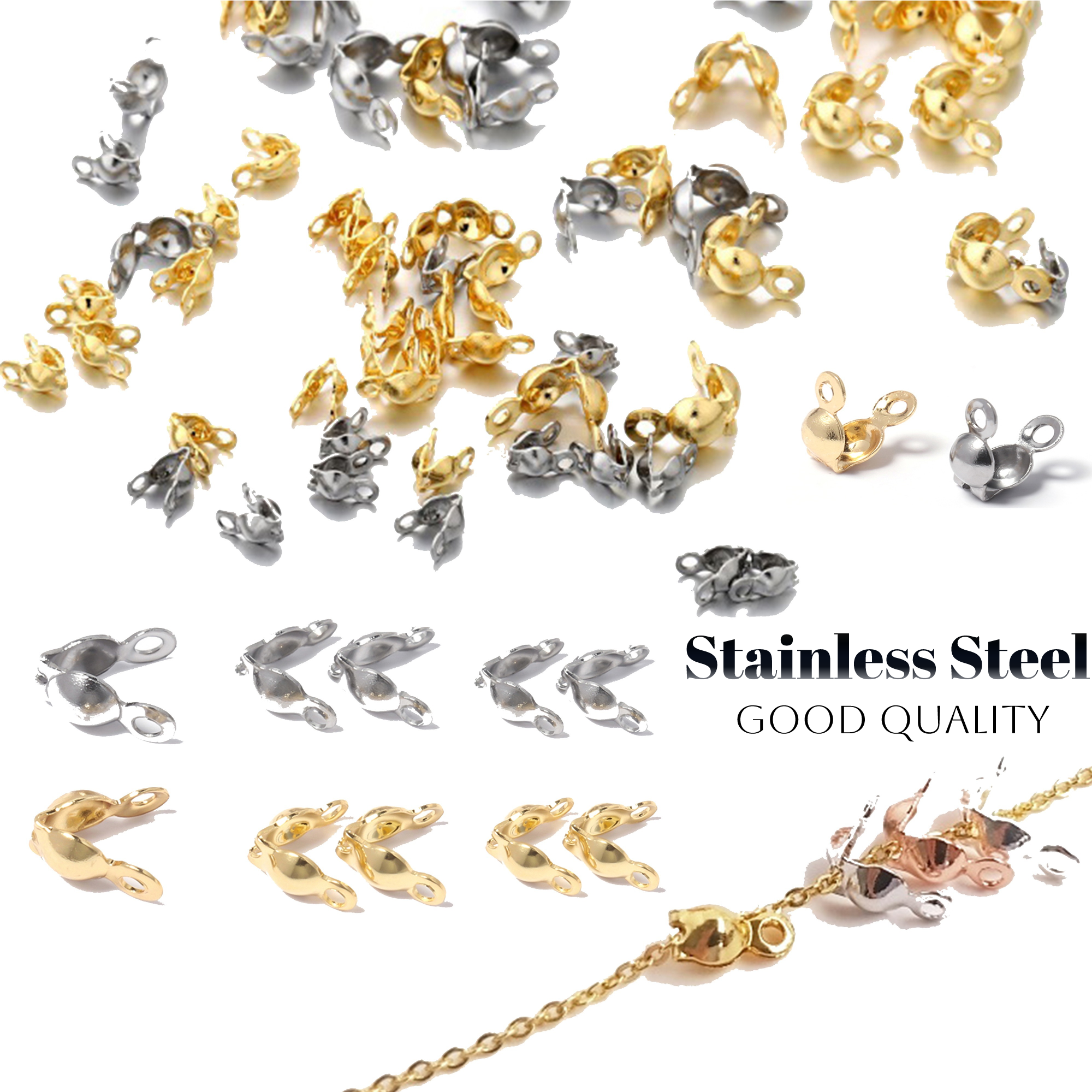 Jewelry Making Knots For Clasps - 50pcs/lot Stainless Steel Crimp Beads Clasp,