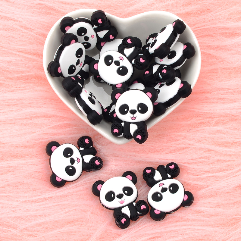 Jewelry Making 3 Year Old - Panda Silicone Beads 5pcs/lot BPA Free