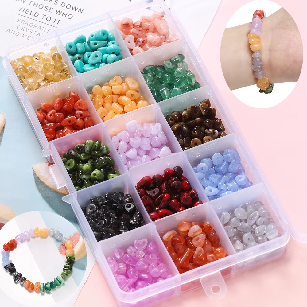 Jewelry Making Organizer Box - About 525pcs/Box Imitation Natural Stone Beads