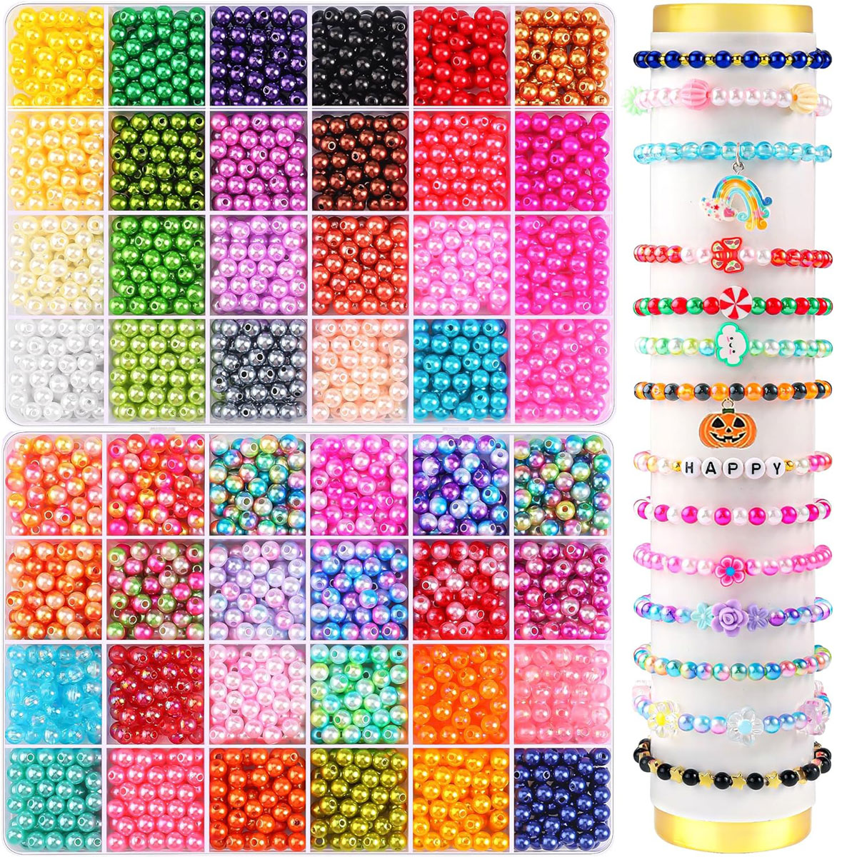 Jewelry Making Organizer Box - 2400PCS 48 Compartments Pearl Jewelry 48