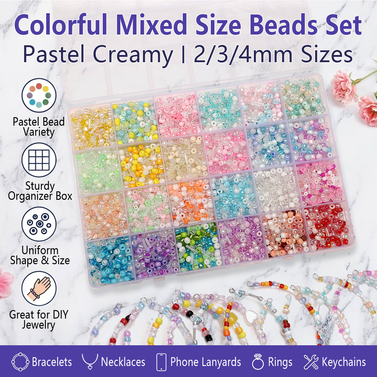 24 Grid Mixed Size Glass Seed  - Jewelry Making Online recensione e prezzo