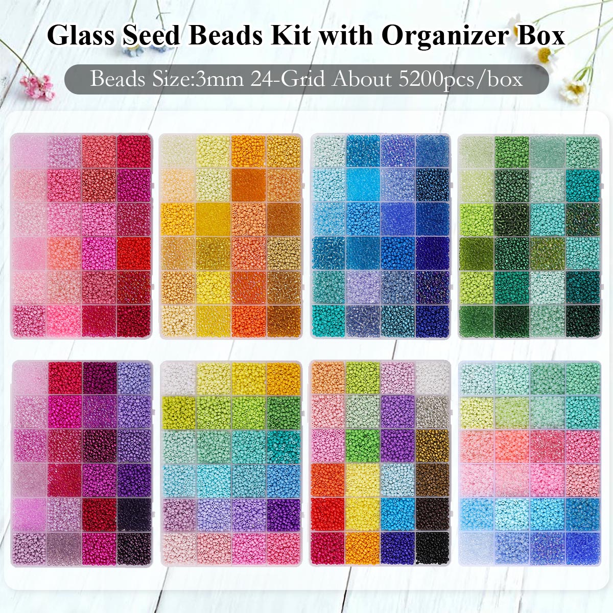 5200pcs 3mm Glass Seed Beads K - Jewelry Making Organizer Box recensione e prezzo
