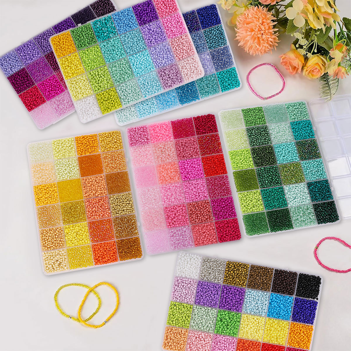 5200pcs 3mm Glass Seed Beads K - Jewelry Making Organizer Box recensione e prezzo