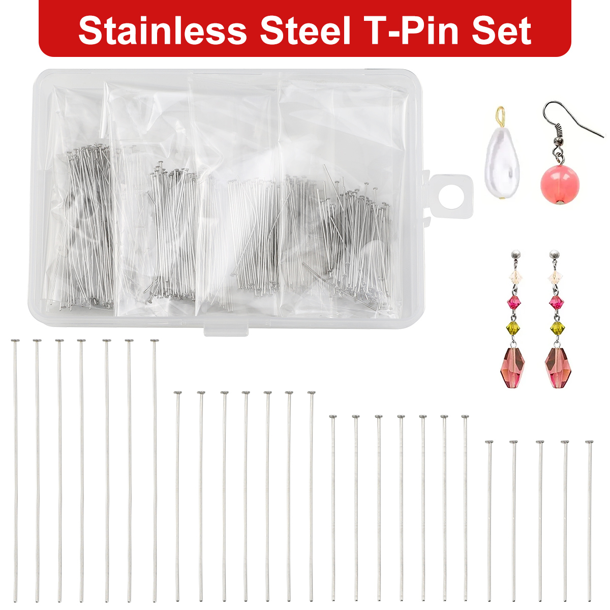 400pcs/box 35-50mm Stainless S - Beading Needle Fine recensione e prezzo