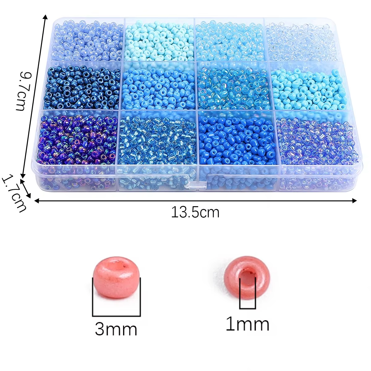 3600pcs 3mm Glass Seed Beads,  - Jewelry Making Organizer Box recensione e prezzo