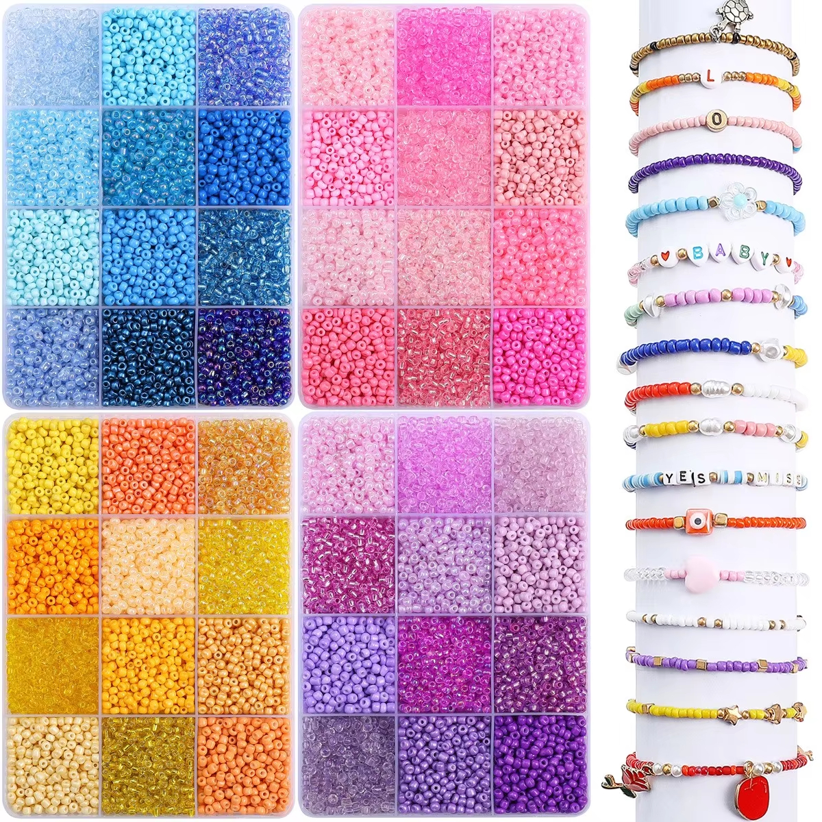 3600pcs 3mm Glass Seed Beads,  - Jewelry Making Organizer Box recensione e prezzo