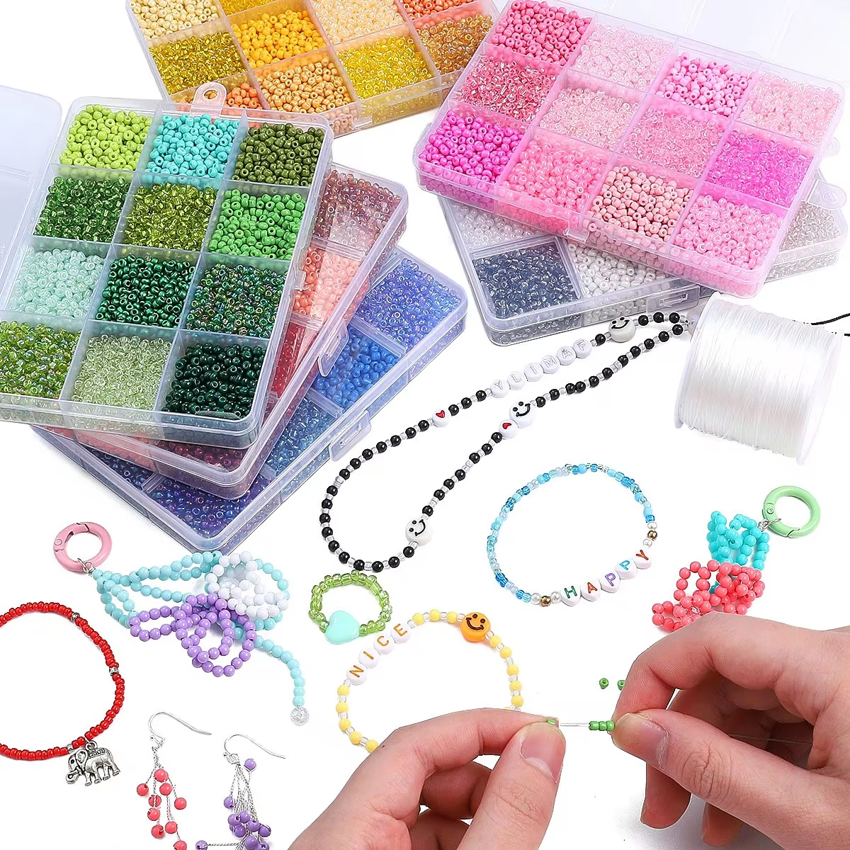 3600pcs 3mm Glass Seed Beads,  - Jewelry Making Organizer Box recensione e prezzo