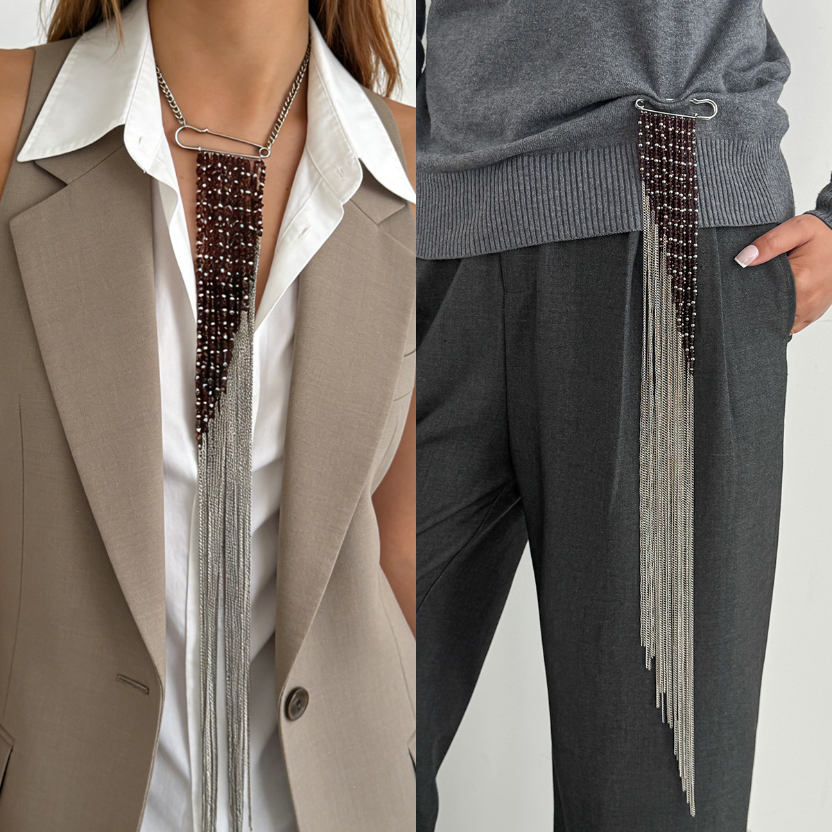 Silver Color Tassel Chain Broo - Jewelry Making Jewelry recensione e prezzo