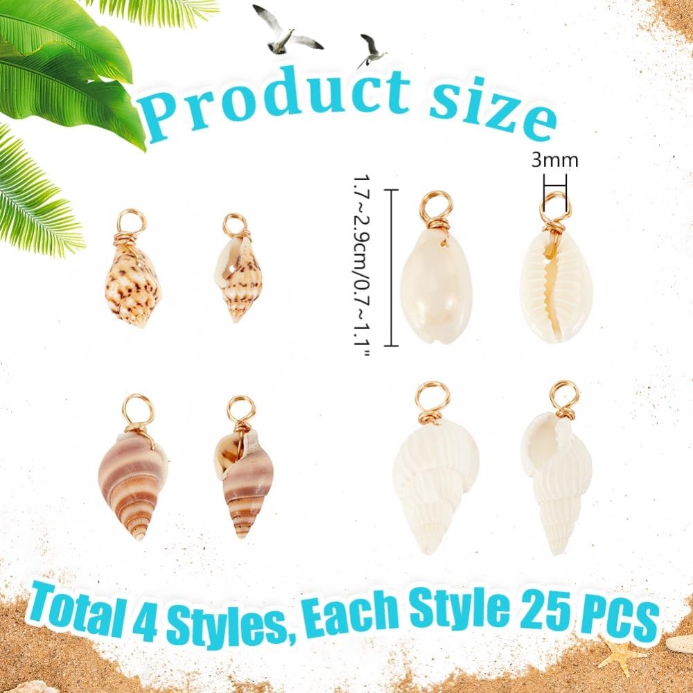 100pcs 4 Styles Natural Shell  - Jewelry Making Online recensione e prezzo
