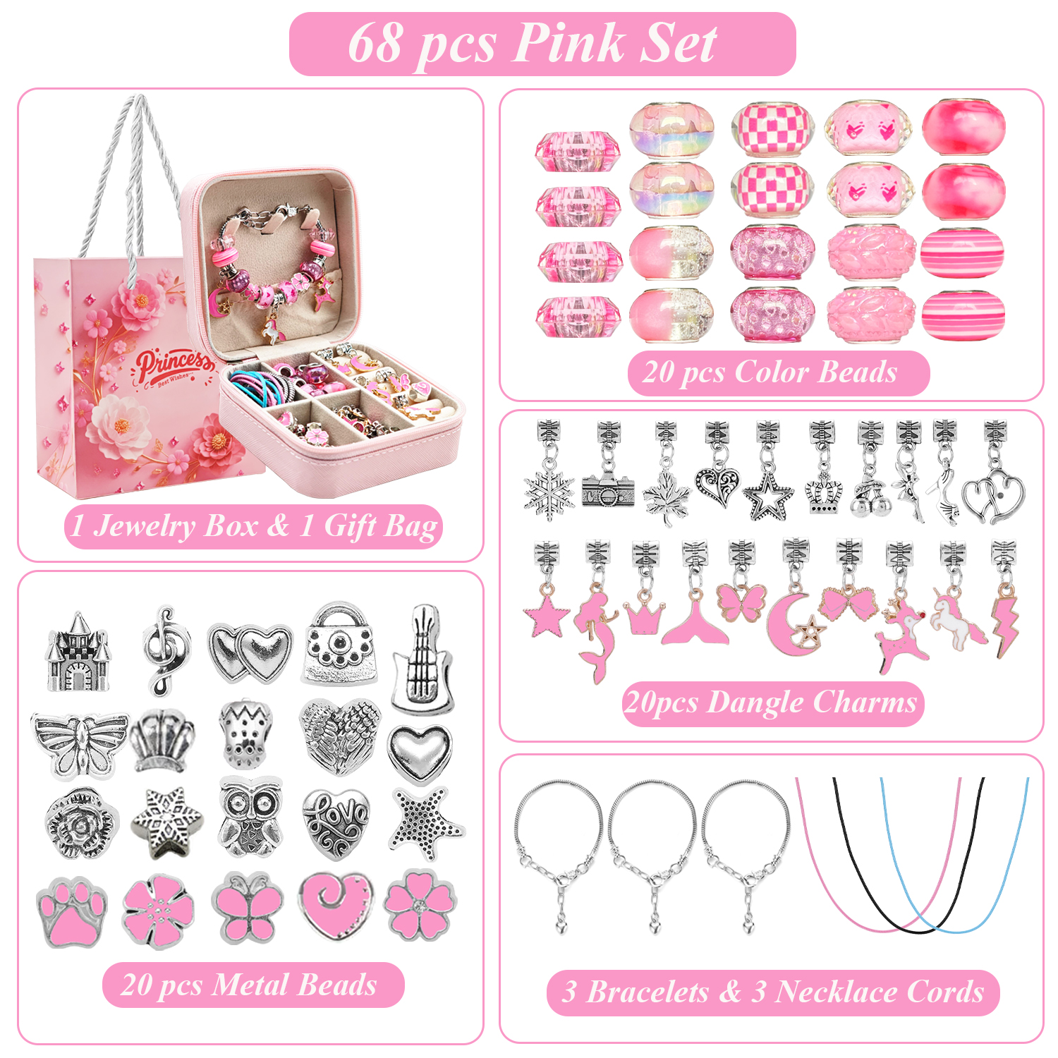 68pcs pink beaded jewelry set, - Jewelry Making Resin recensione e prezzo