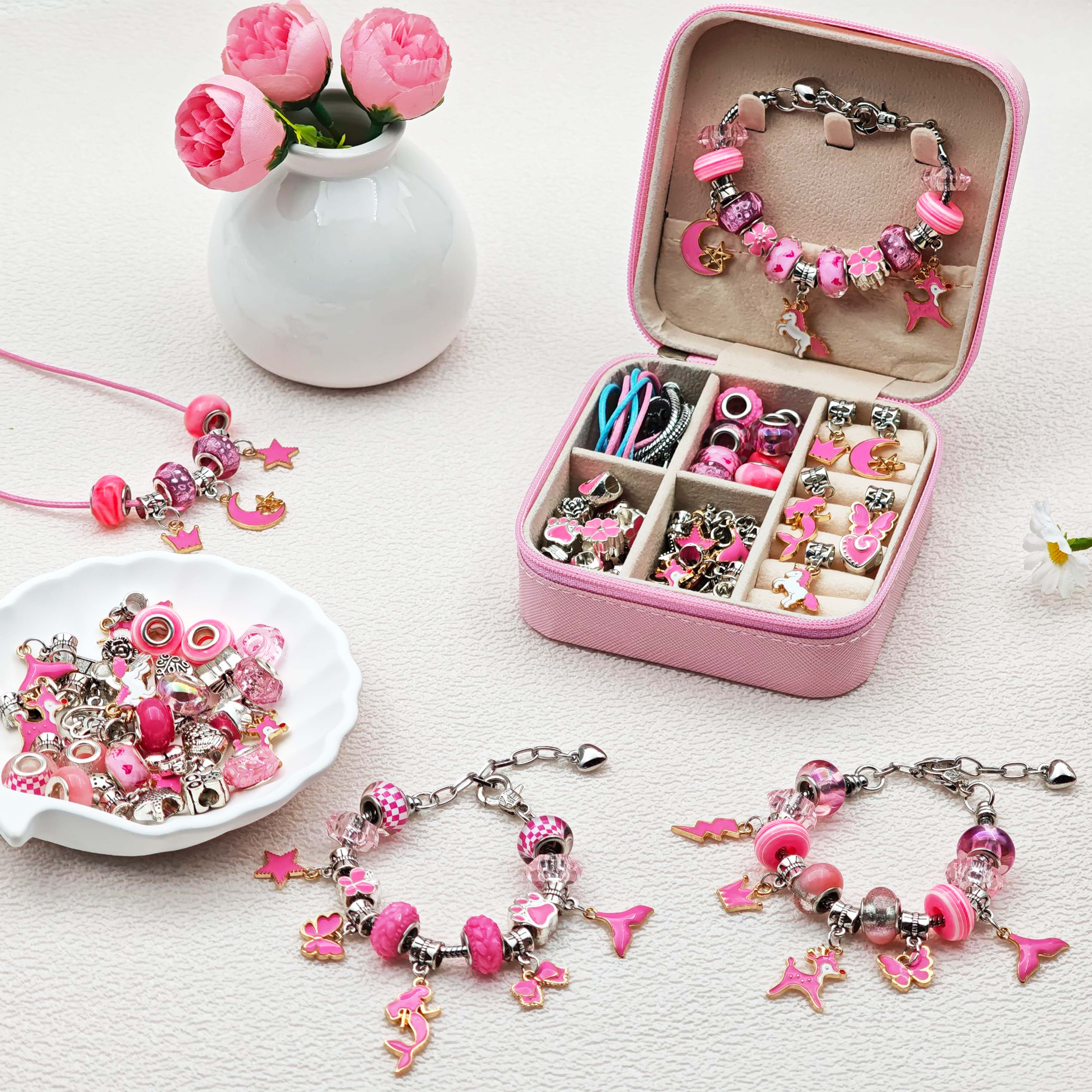 68pcs pink beaded jewelry set, - Jewelry Making Resin recensione e prezzo